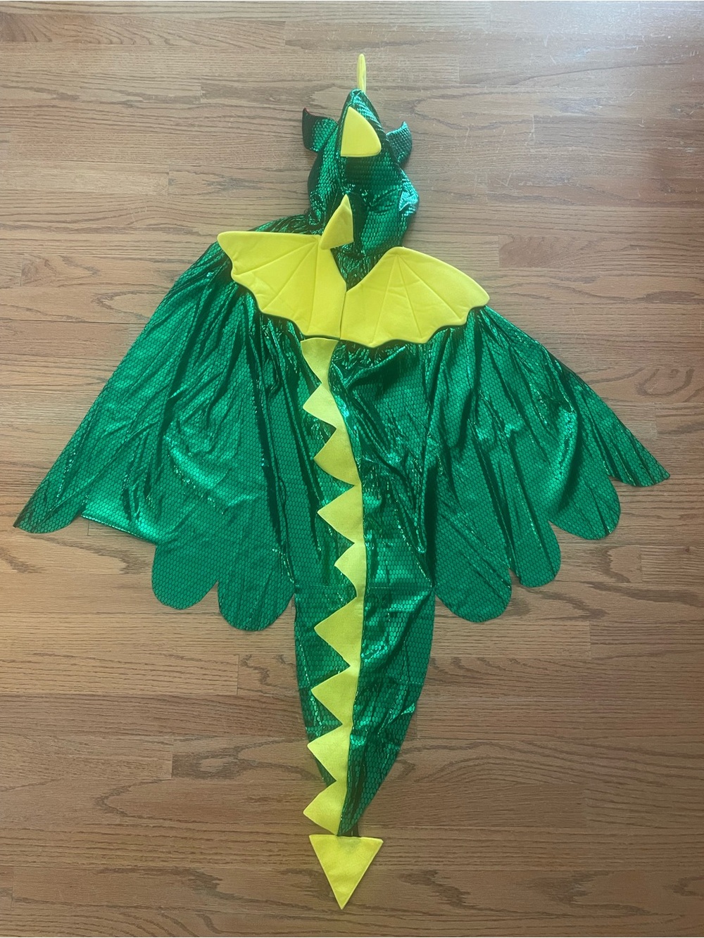 Sparkle Green & Yellow Dragon Cape with Hood for Kids